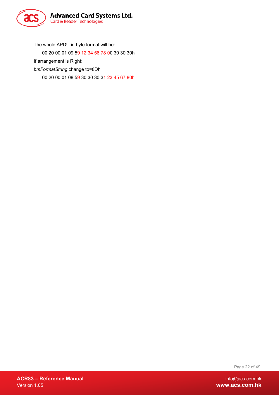ACS ACR83 PINeasy Smart Card Reader User Manual | Page 22 / 49