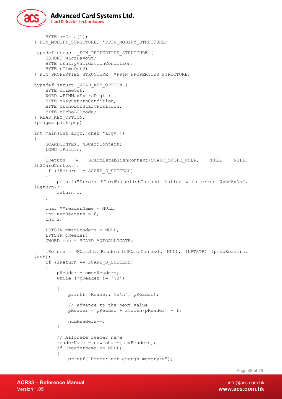 ACS ACR83 PINeasy Smart Card Reader User Manual | Page 43 / 49