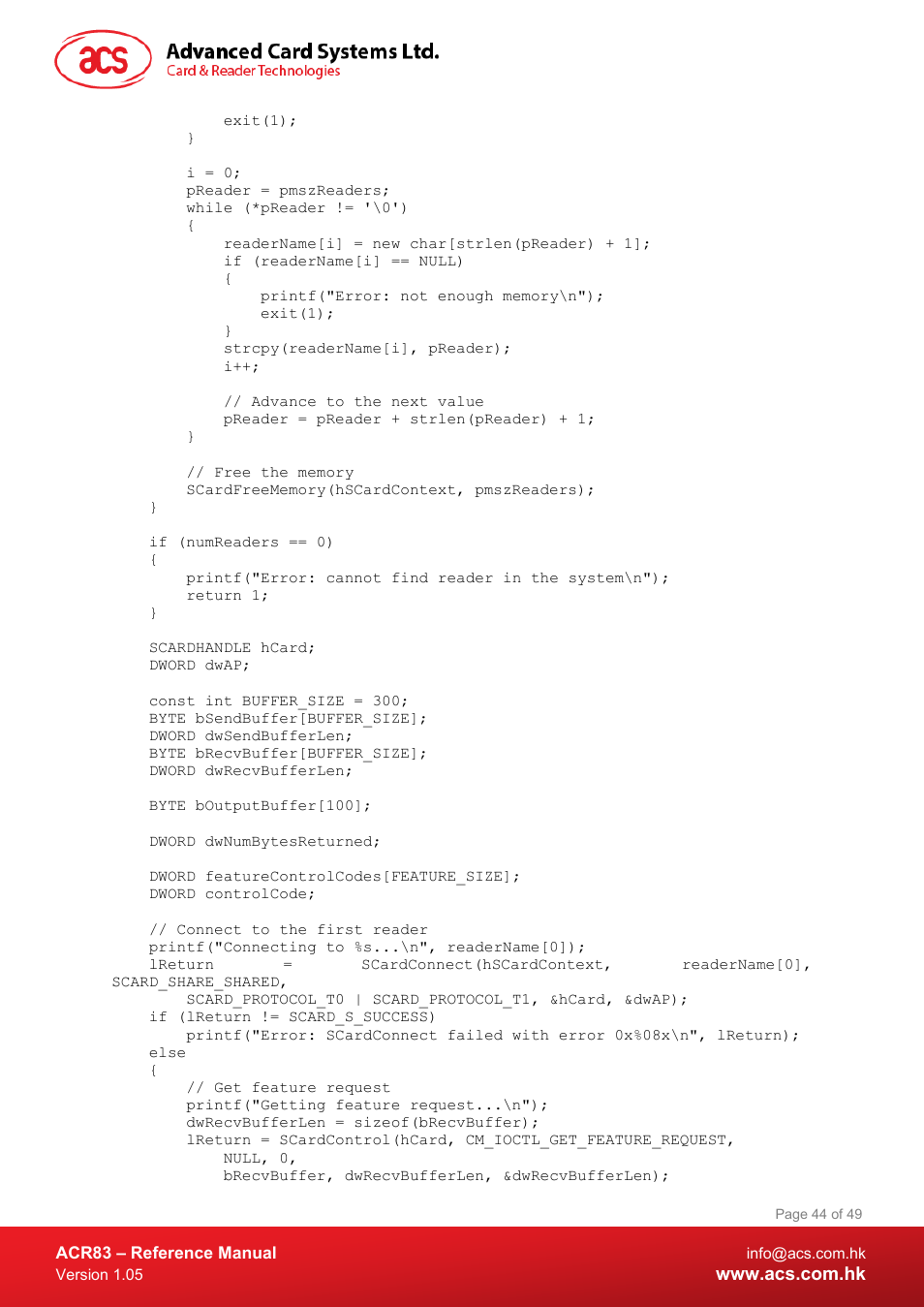ACS ACR83 PINeasy Smart Card Reader User Manual | Page 44 / 49