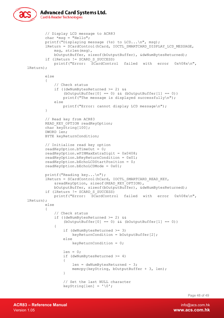 ACS ACR83 PINeasy Smart Card Reader User Manual | Page 48 / 49