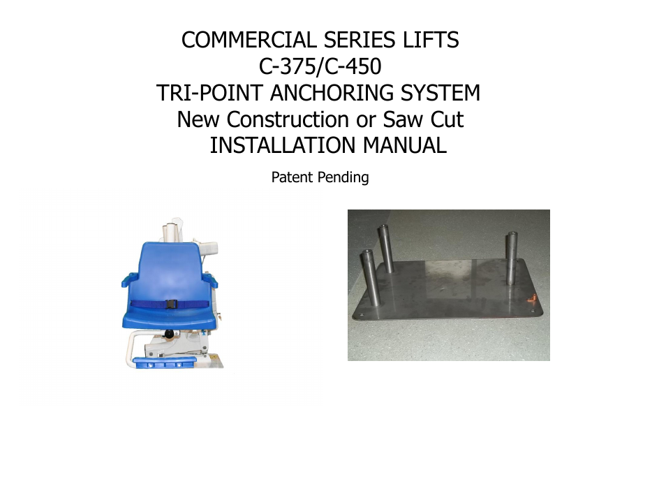 Installation manual | Activeforever Global Lift Commercial Series Portable Lift 450 User Manual | Page 2 / 8