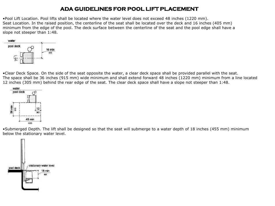 Ada guidelines for pool lift placement | Activeforever Global Lift Commercial Series Portable Lift 450 User Manual | Page 5 / 8