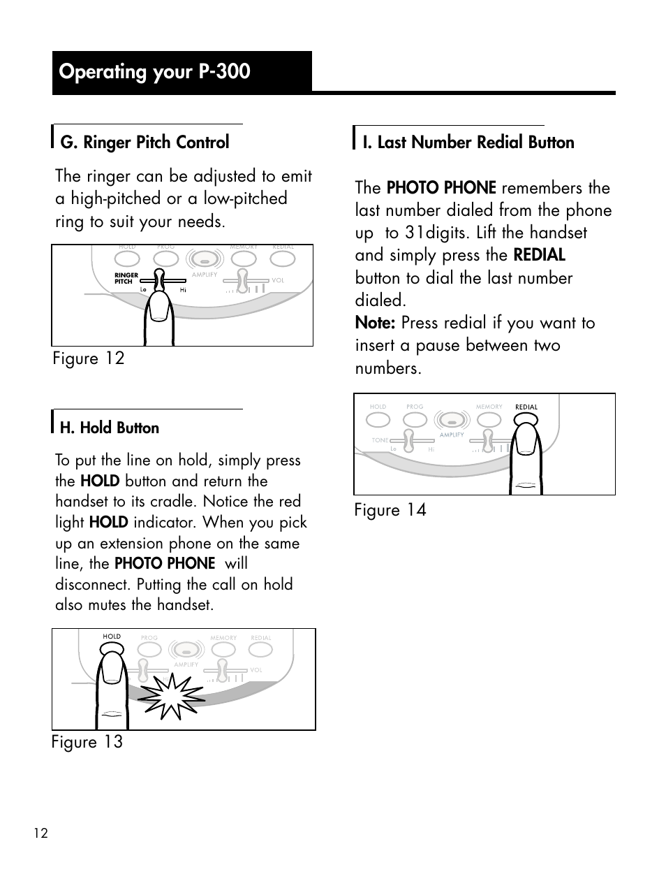 Operating your p-300 | Activeforever Ameriphone P-300 Amplified Photo Phone User Manual | Page 14 / 25