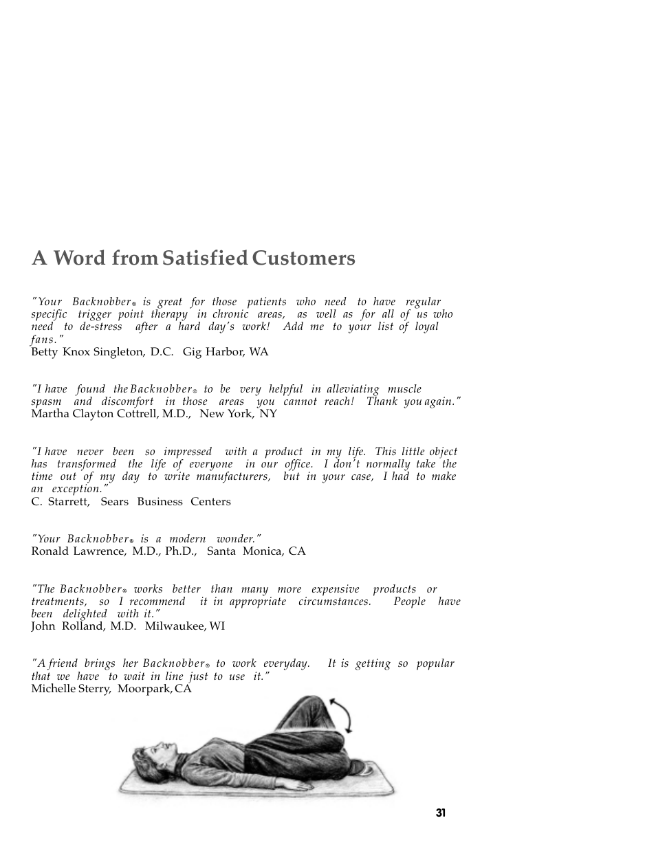 A word from satisfied customers | Activeforever The Original Backnobber II User Manual | Page 33 / 37