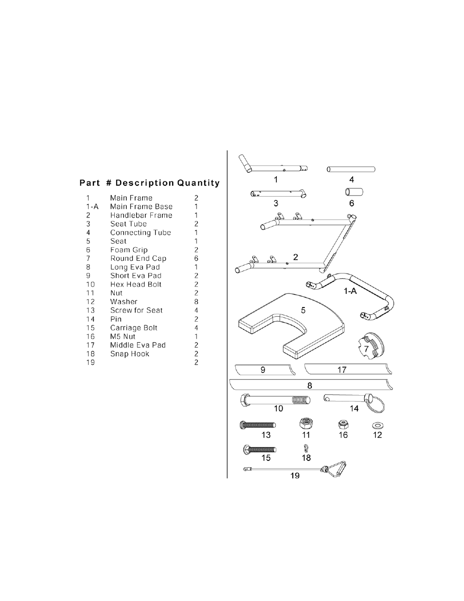 Parts list | Activeforever Yogacise Resistance Bench User Manual | Page 3 / 13