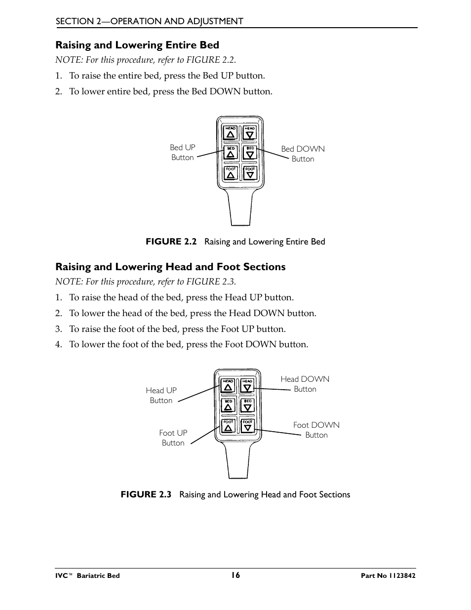Raising and lowering entire bed, Raising and lowering head and foot sections | Activeforever Invacare Bariatric Electric Hospital Bed (Bariatric Home Care Hospital Bed) User Manual | Page 16 / 40