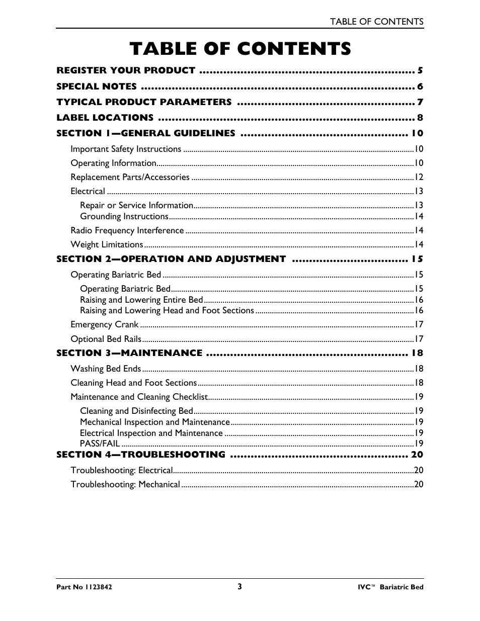 Activeforever Invacare Bariatric Electric Hospital Bed (Bariatric Home Care Hospital Bed) User Manual | Page 3 / 40
