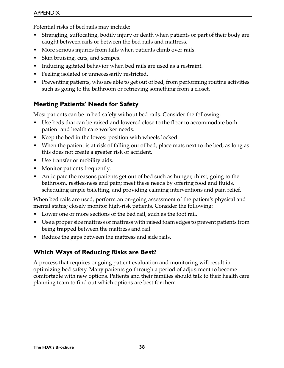 Meeting patients' needs for safety, Which ways of reducing risks are best | Activeforever Invacare Bariatric Electric Hospital Bed (Bariatric Home Care Hospital Bed) User Manual | Page 38 / 40