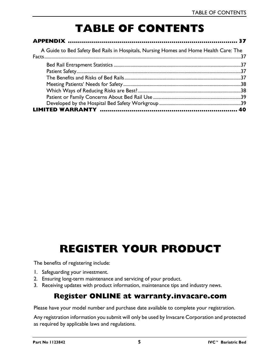Activeforever Invacare Bariatric Electric Hospital Bed (Bariatric Home Care Hospital Bed) User Manual | Page 5 / 40