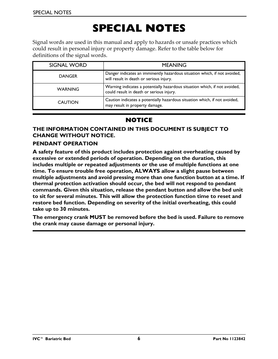 Special notes | Activeforever Invacare Bariatric Electric Hospital Bed (Bariatric Home Care Hospital Bed) User Manual | Page 6 / 40