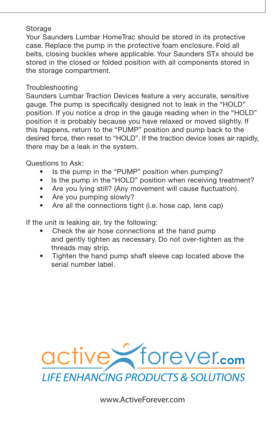 Active forever | Activeforever Saunders Lumbar HomeTrac (Saunders Lumbar Home Traction Device) User Manual | Page 9 / 9