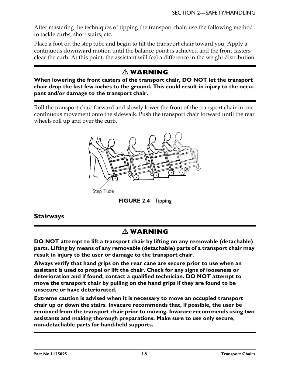 Stairways | Activeforever Invacare Lightweight Aluminum Transport Chair User Manual | Page 15 / 36