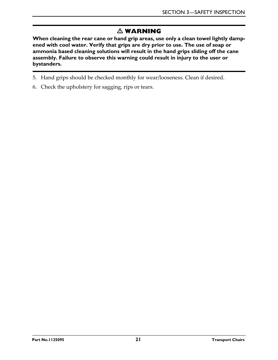 Ƽ warning | Activeforever Invacare Lightweight Aluminum Transport Chair User Manual | Page 21 / 36