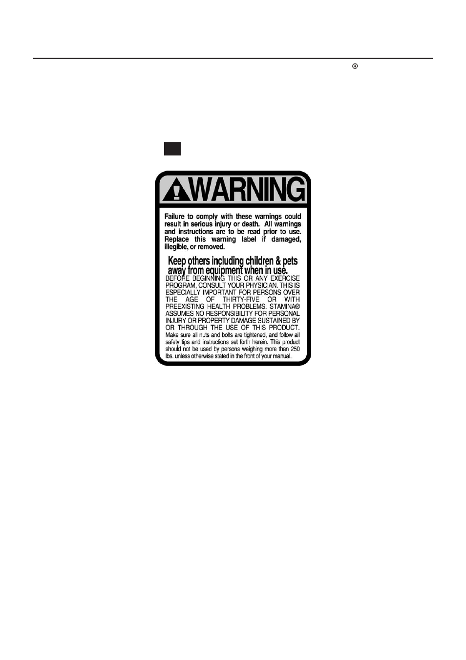 Equipment warning & notice labels | Activeforever Stamina Aero Pilates Pro XP 556 Pilates Reformer Machine User Manual | Page 4 / 16