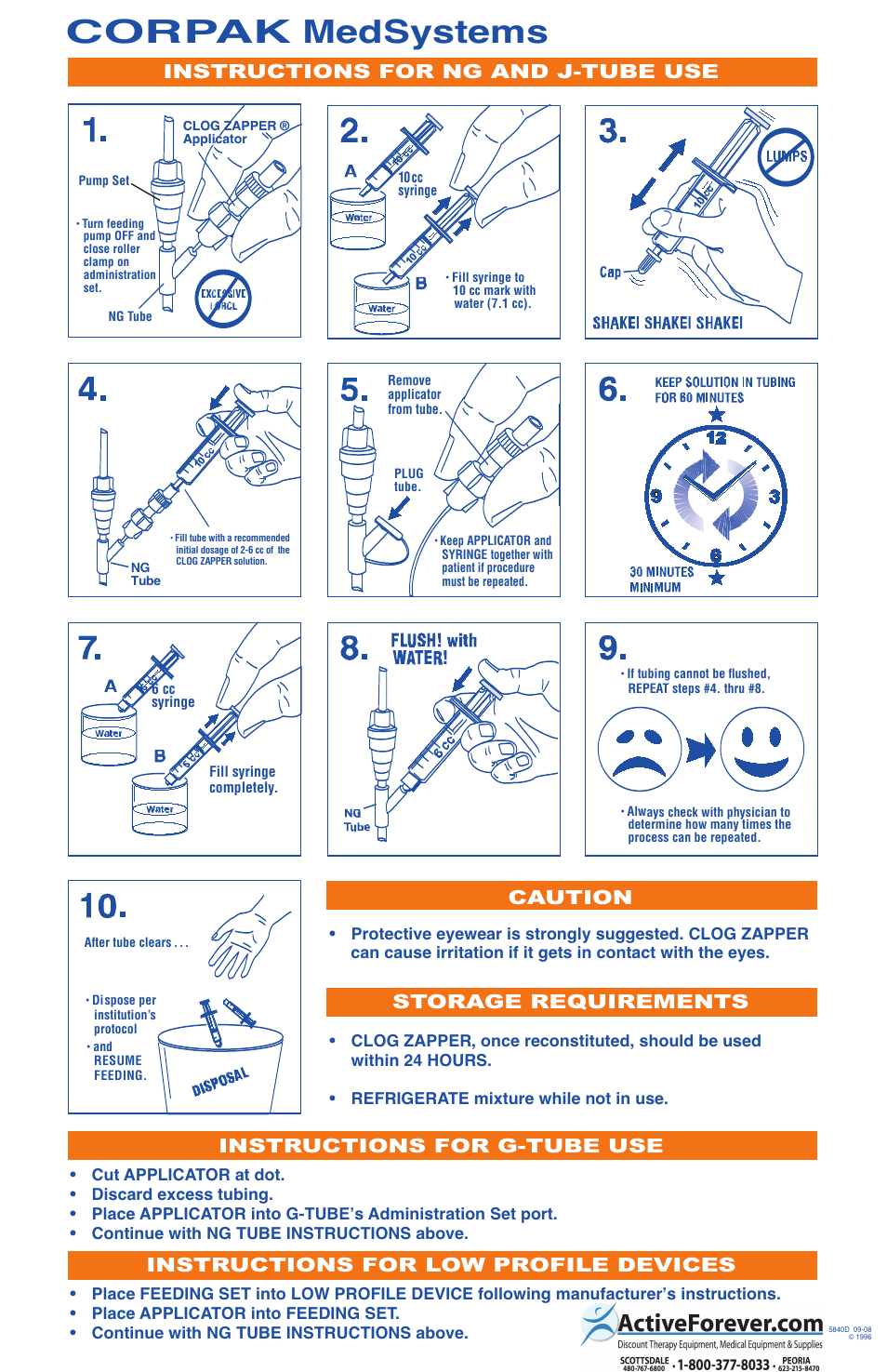 Activeforever Corpak Clog Zapper for Feeding Tubes (Box of 10) User Manual | 1 page