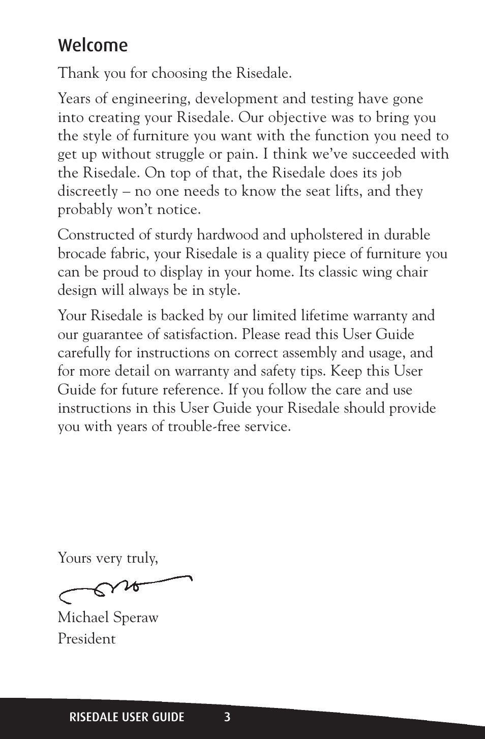 Welcome | Activeforever Risedale Lift Chair User Manual | Page 3 / 11