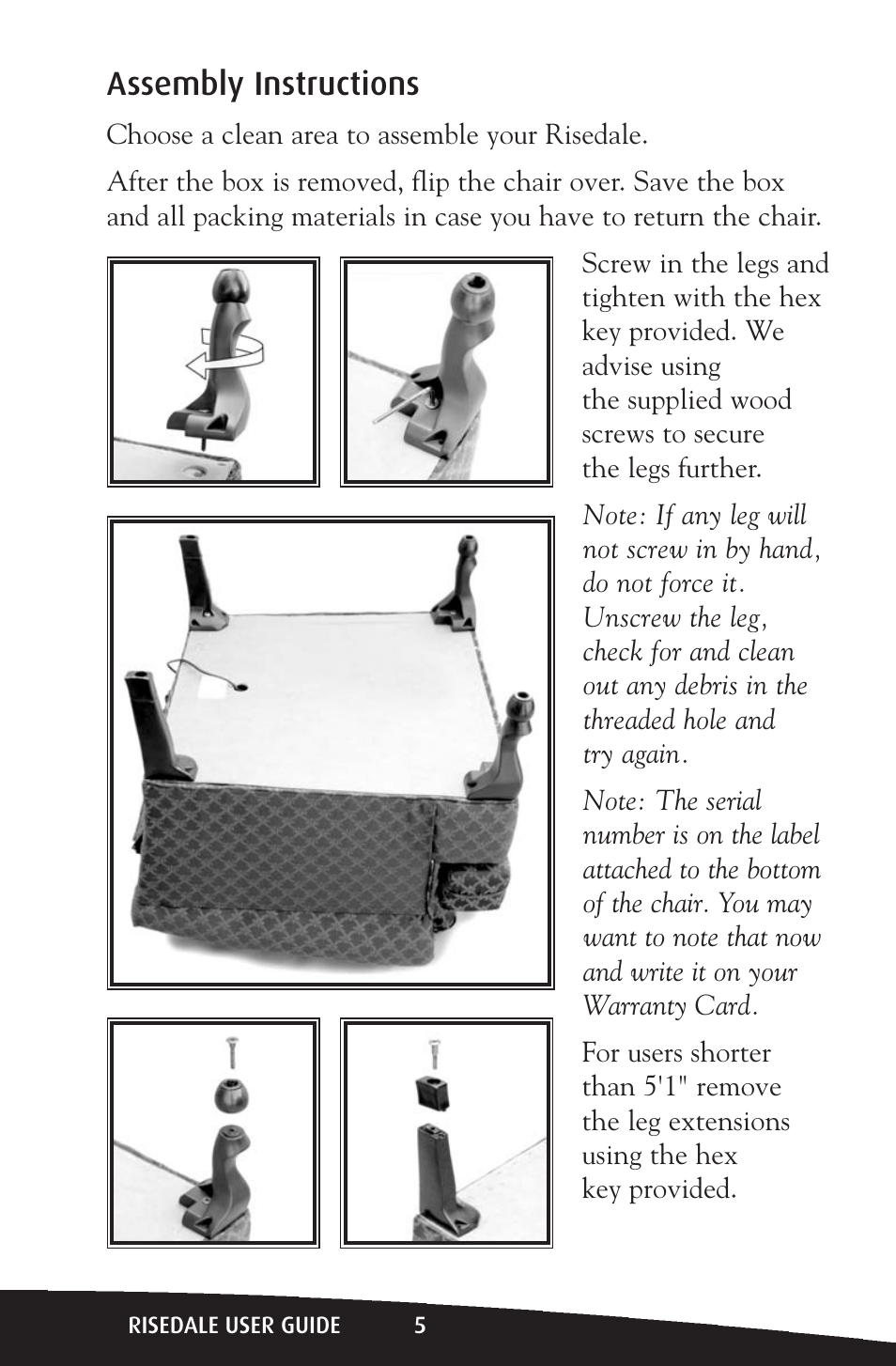 Assembly instructions | Activeforever Risedale Lift Chair User Manual | Page 5 / 11