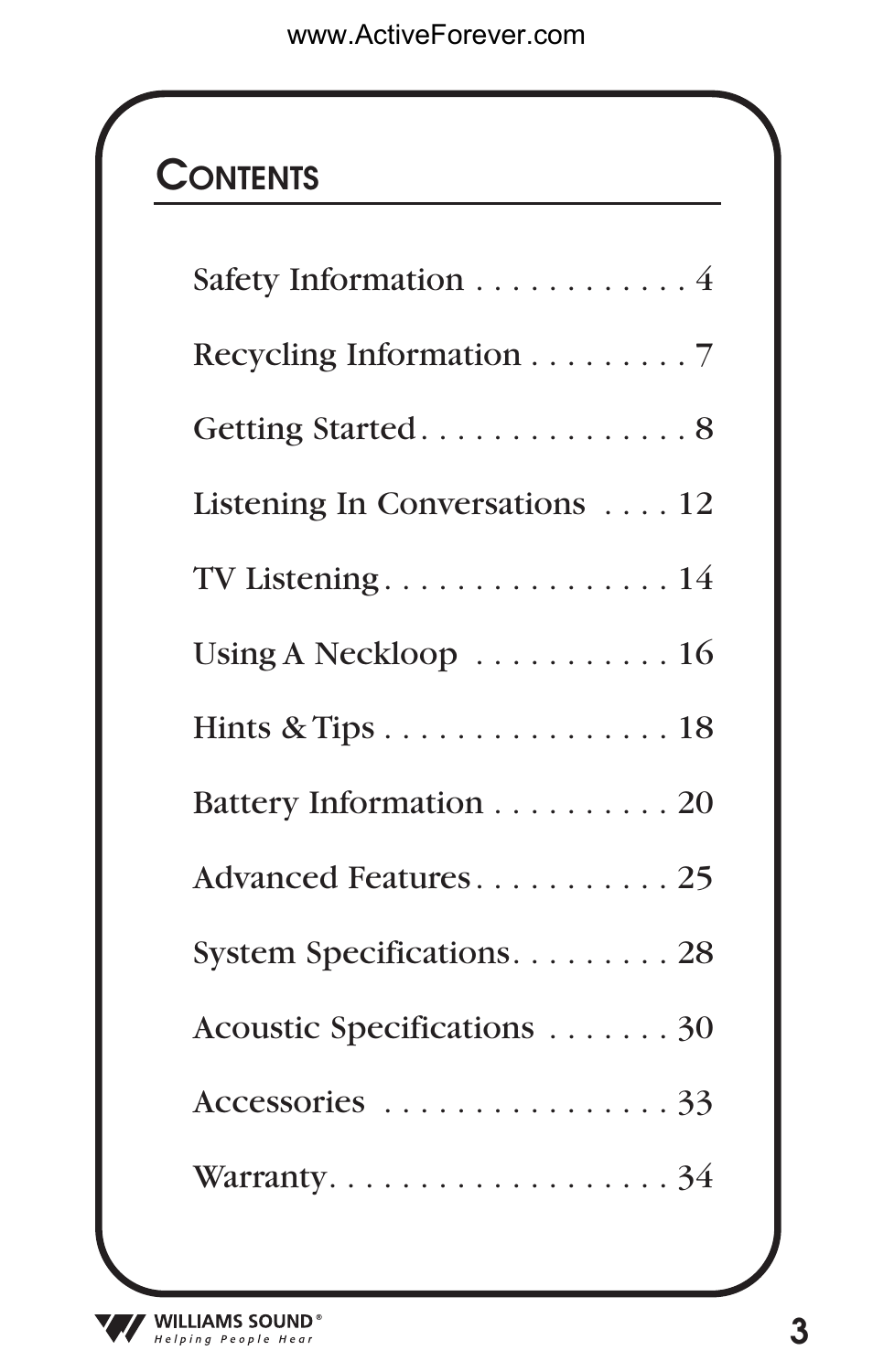 Activeforever Pocket Talker Pro System User Manual | Page 3 / 37