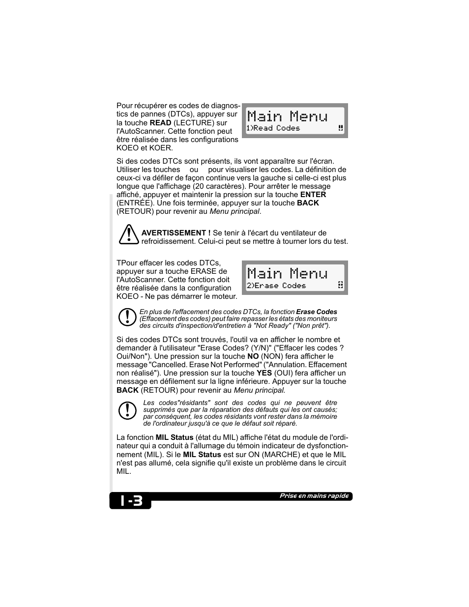 Main menu | Actron CP9135 OBD II AutoScanner User Manual | Page 42 / 120