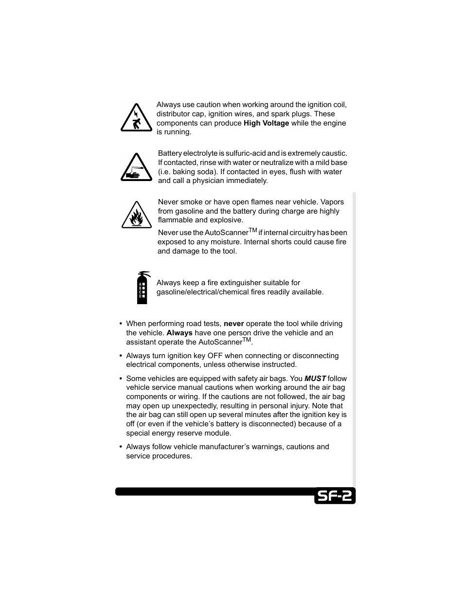 Sf-2 | Actron CP9135 OBD II AutoScanner User Manual | Page 5 / 120