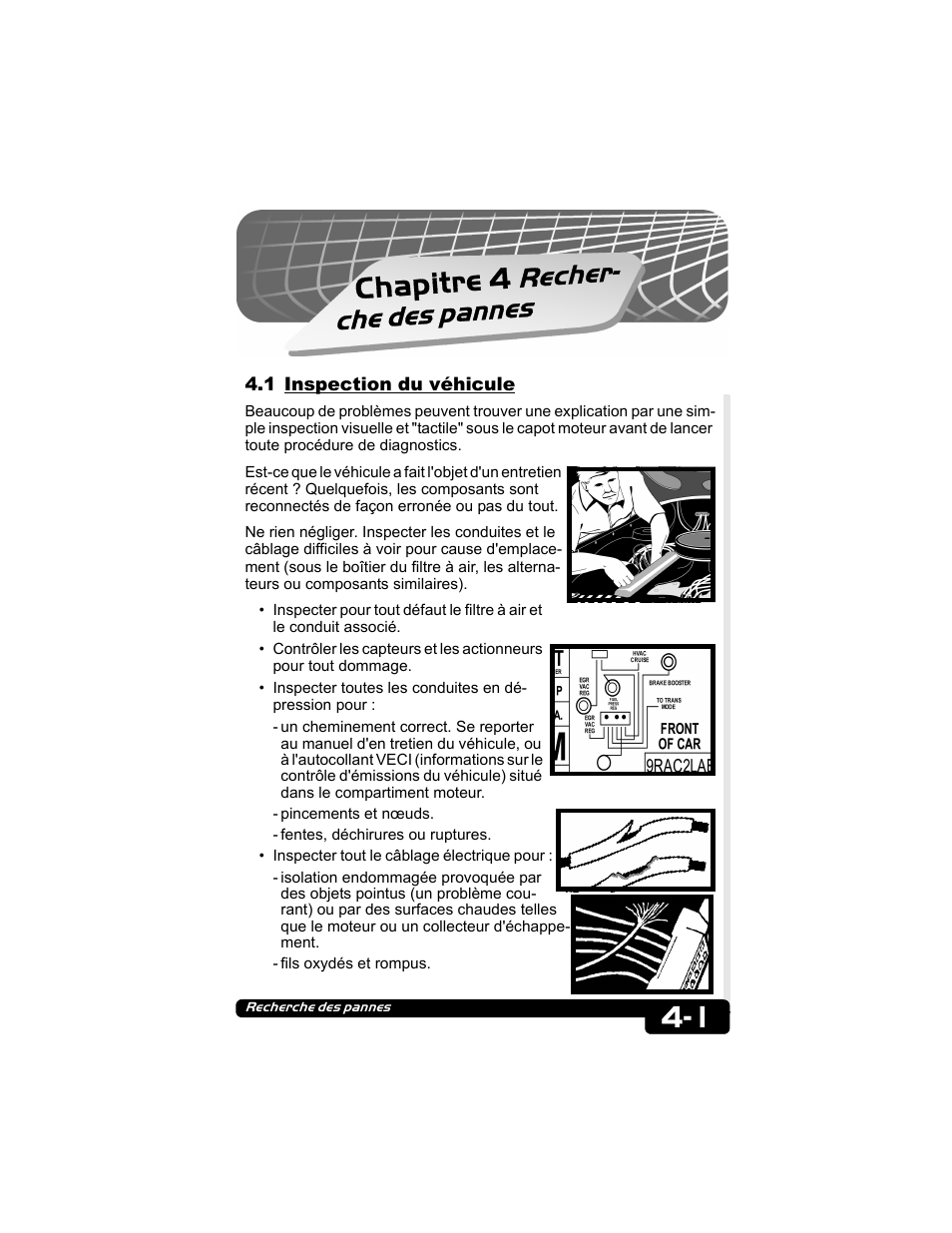 1 inspection du véhicule, Chapitre 4, Recher- che des pannes | Actron CP9135 OBD II AutoScanner User Manual | Page 60 / 120