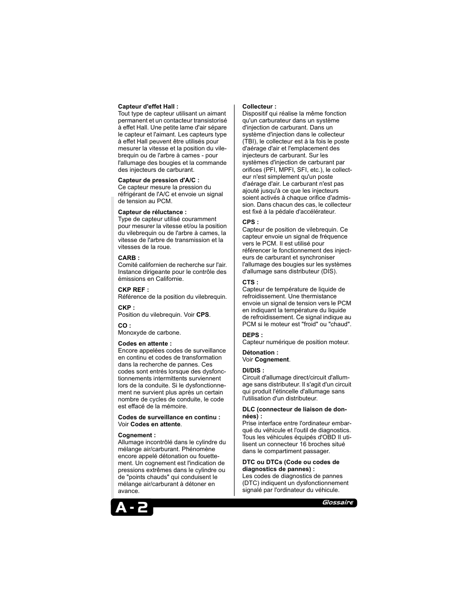 A - 2 | Actron CP9135 OBD II AutoScanner User Manual | Page 65 / 120