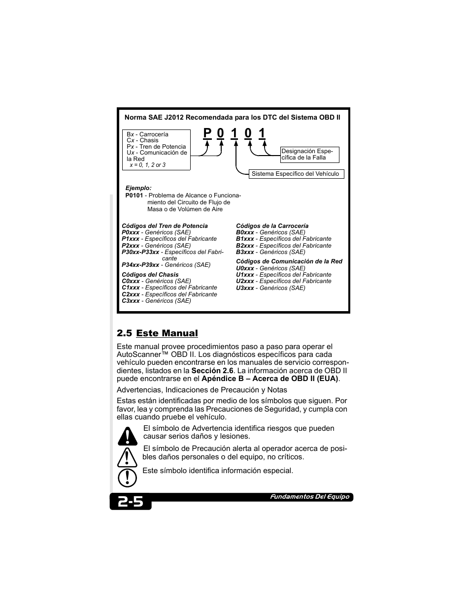 5 este manual, P 0 1 0 1 | Actron CP9135 OBD II AutoScanner User Manual | Page 89 / 120