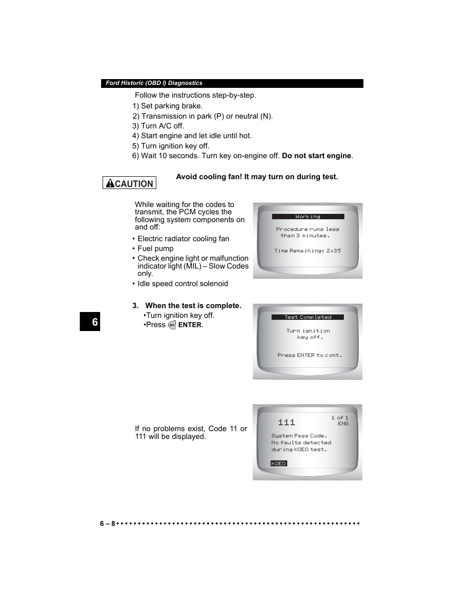Caution | Actron Elite AutoScanner® CP9185 User Manual | Page 130 / 240