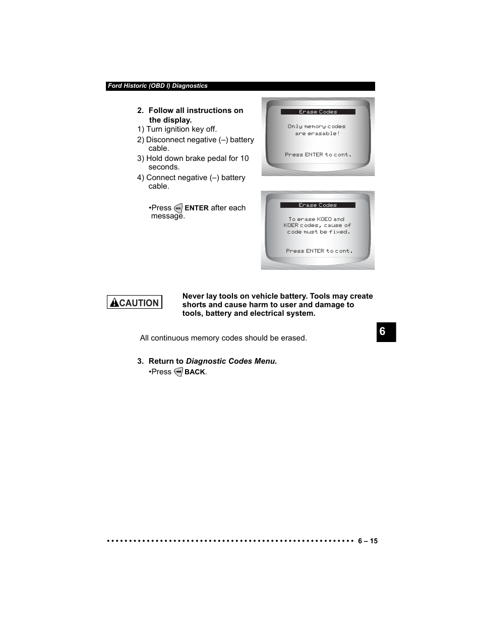 Caution | Actron Elite AutoScanner® CP9185 User Manual | Page 137 / 240