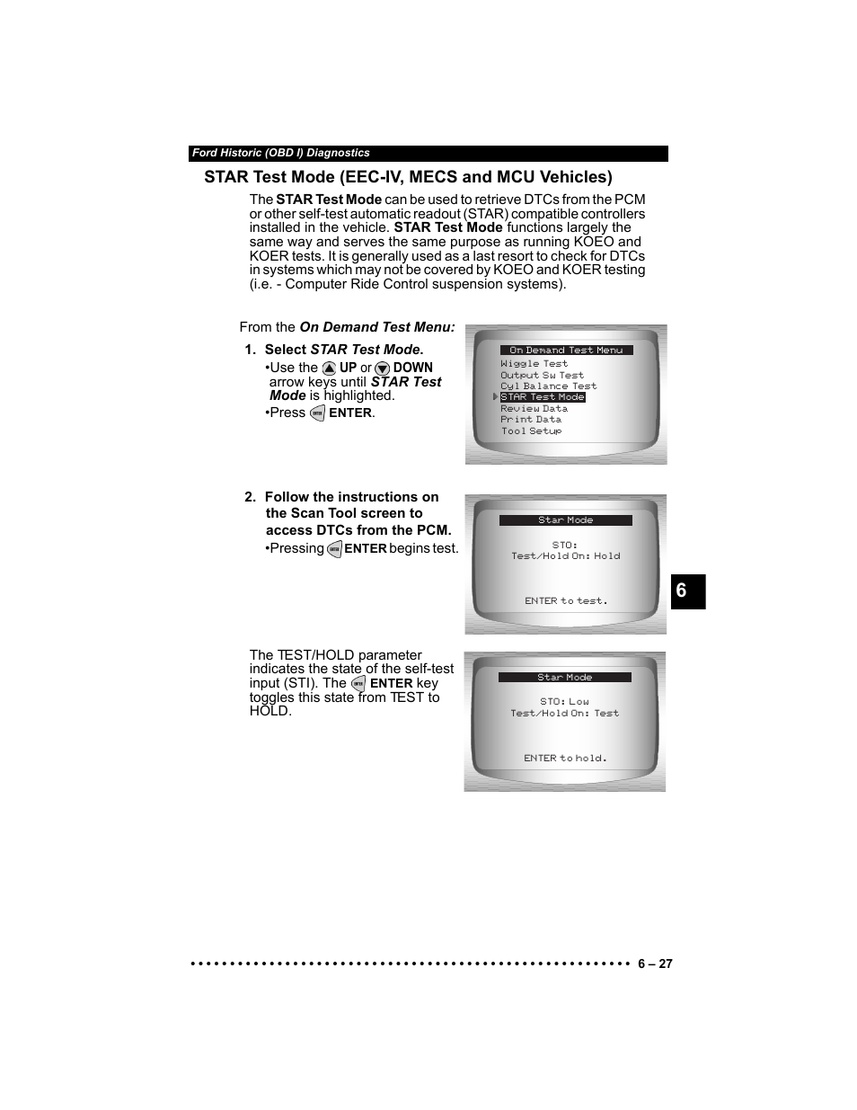 Star test mode (eec-iv, mecs and mcu vehicles) | Actron Elite AutoScanner® CP9185 User Manual | Page 149 / 240