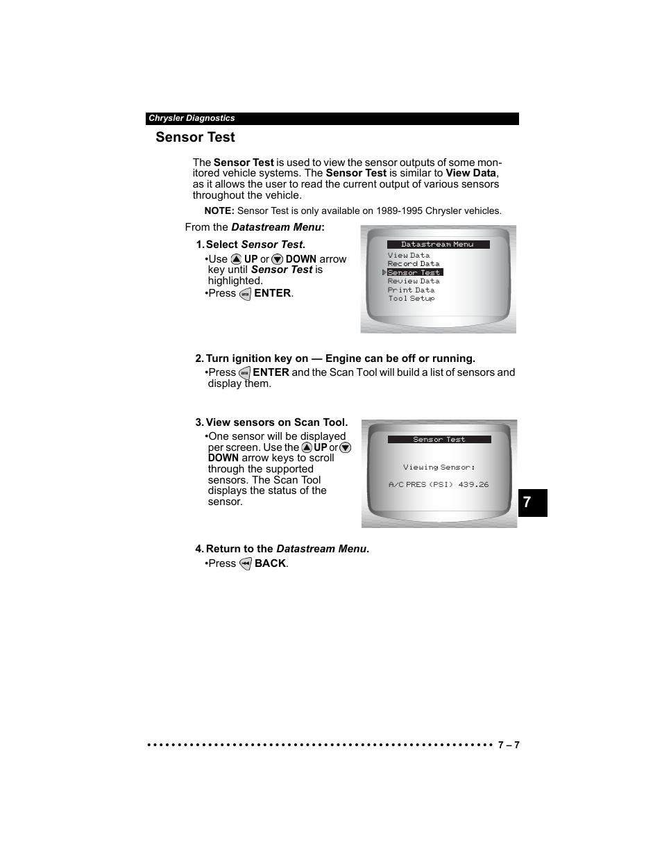 Sensor test | Actron Elite AutoScanner® CP9185 User Manual | Page 163 / 240
