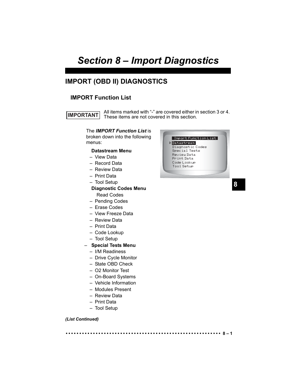 Import (obd ii) diagnostics | Actron Elite AutoScanner® CP9185 User Manual | Page 171 / 240