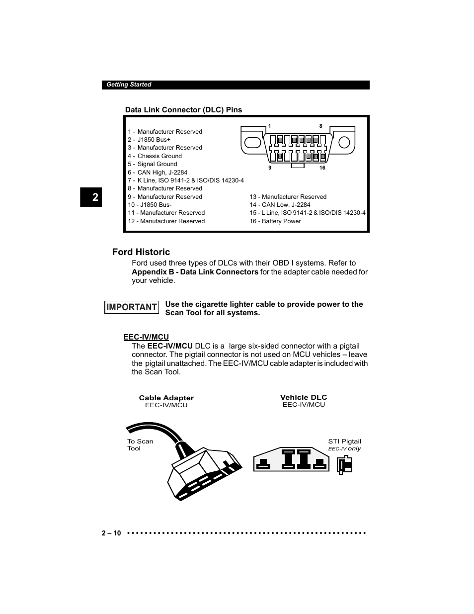 Ford historic, Important | Actron Elite AutoScanner® CP9185 User Manual | Page 28 / 240