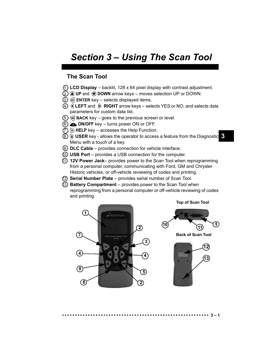 The scan tool | Actron Elite AutoScanner® CP9185 User Manual | Page 35 / 240