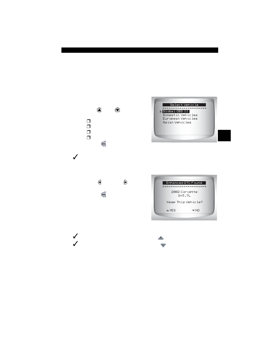 Vehicle selection | Actron CP9180 OBD II AutoScanner Plus User Manual | Page 39 / 104