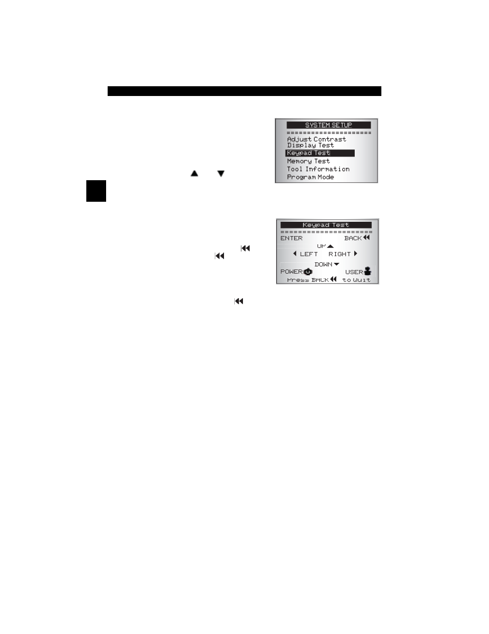 Keypad test -8, Keypad test | Actron CP9449 ABS BrakeScan User Manual | Page 24 / 58
