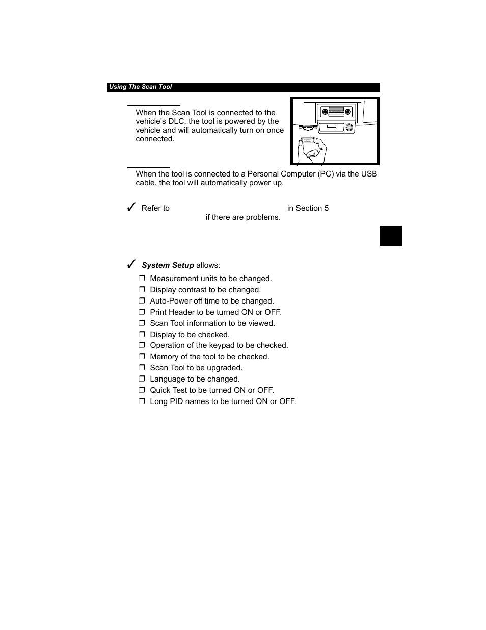 System setup -5, System setup | Actron AutoScanner® Plus CP9580A User Manual | Page 29 / 126