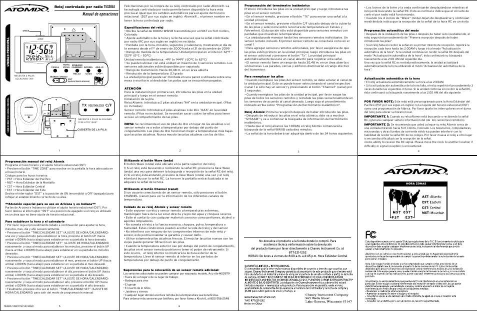 75320 - inst.spanish, Manual de operaciones, Reloj controlado por radio | AcuRite 75320 Clock User Manual | Page 2 / 2