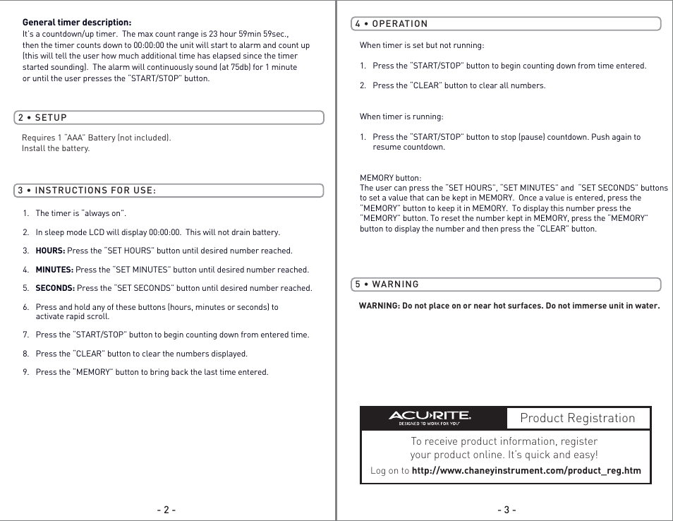 00531 - inst09.pg2.pdf, Product registration | AcuRite 00531 Timer User Manual | Page 2 / 2