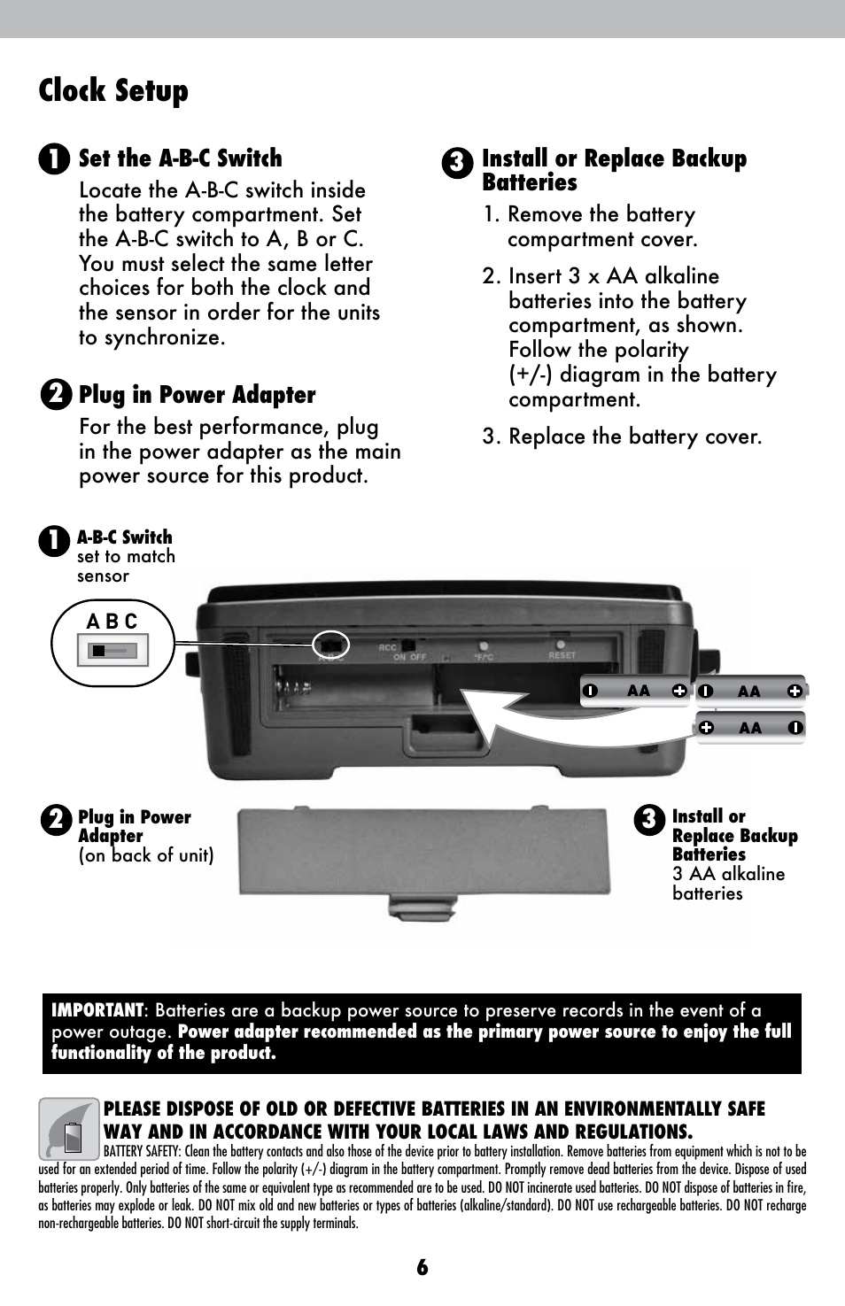 Clock setup | AcuRite 13022 Alarm Clock User Manual | Page 6 / 14