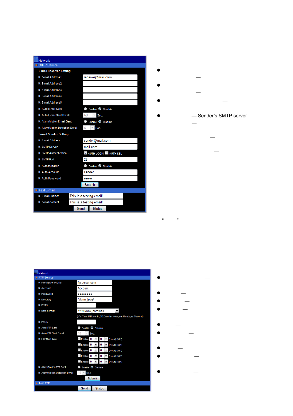 Chapter 3-4-4 smtp service, Chapter 3-4-5 ftp service | Acumen AiP-Y14D User Manual | Page 15 / 31