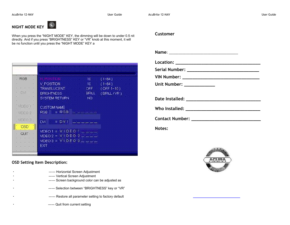 Acura Embedded AcuBrite 12″-Nav User Manual | Page 5 / 6