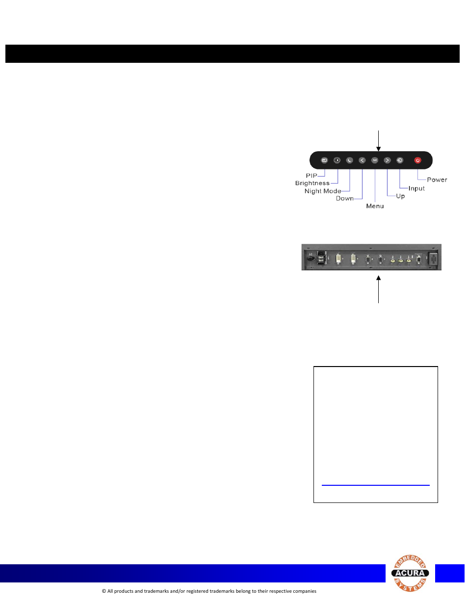 Technical info, Environment info, Support info | Acura Embedded AcuBrite 21″-Nav User Manual | Page 2 / 2