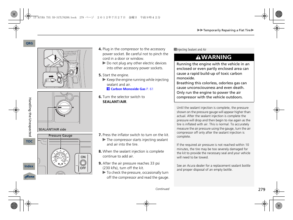 Warning | Acura 2013 TSX Sport Wagon User Manual | Page 280 / 329