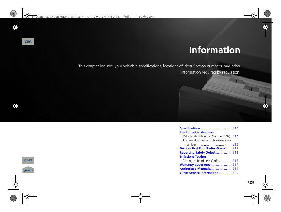 Information, 2 information p. 309, P. 309 | Acura 2013 TSX Sport Wagon User Manual | Page 310 / 329