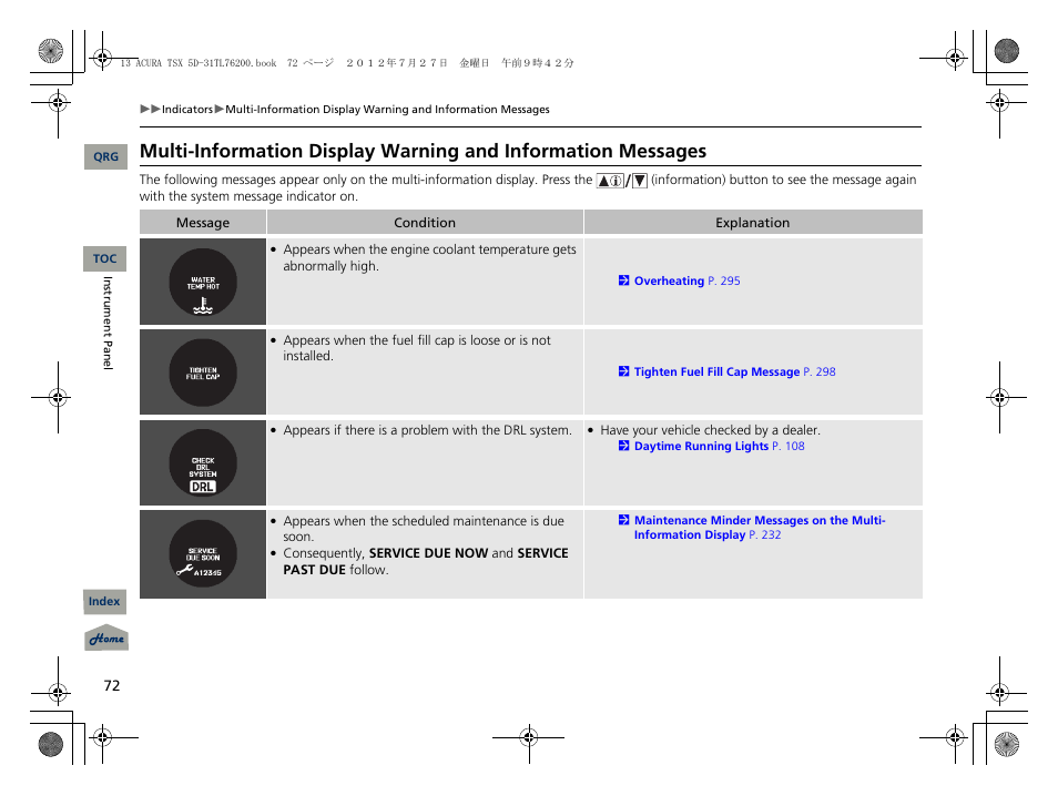 Acura 2013 TSX Sport Wagon User Manual | Page 73 / 329