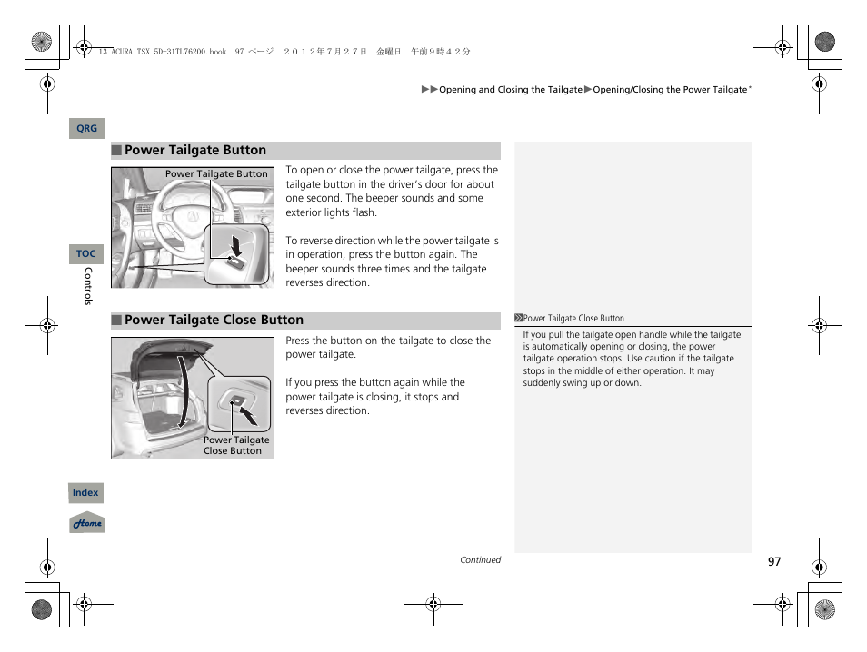 Acura 2013 TSX Sport Wagon User Manual | Page 98 / 329