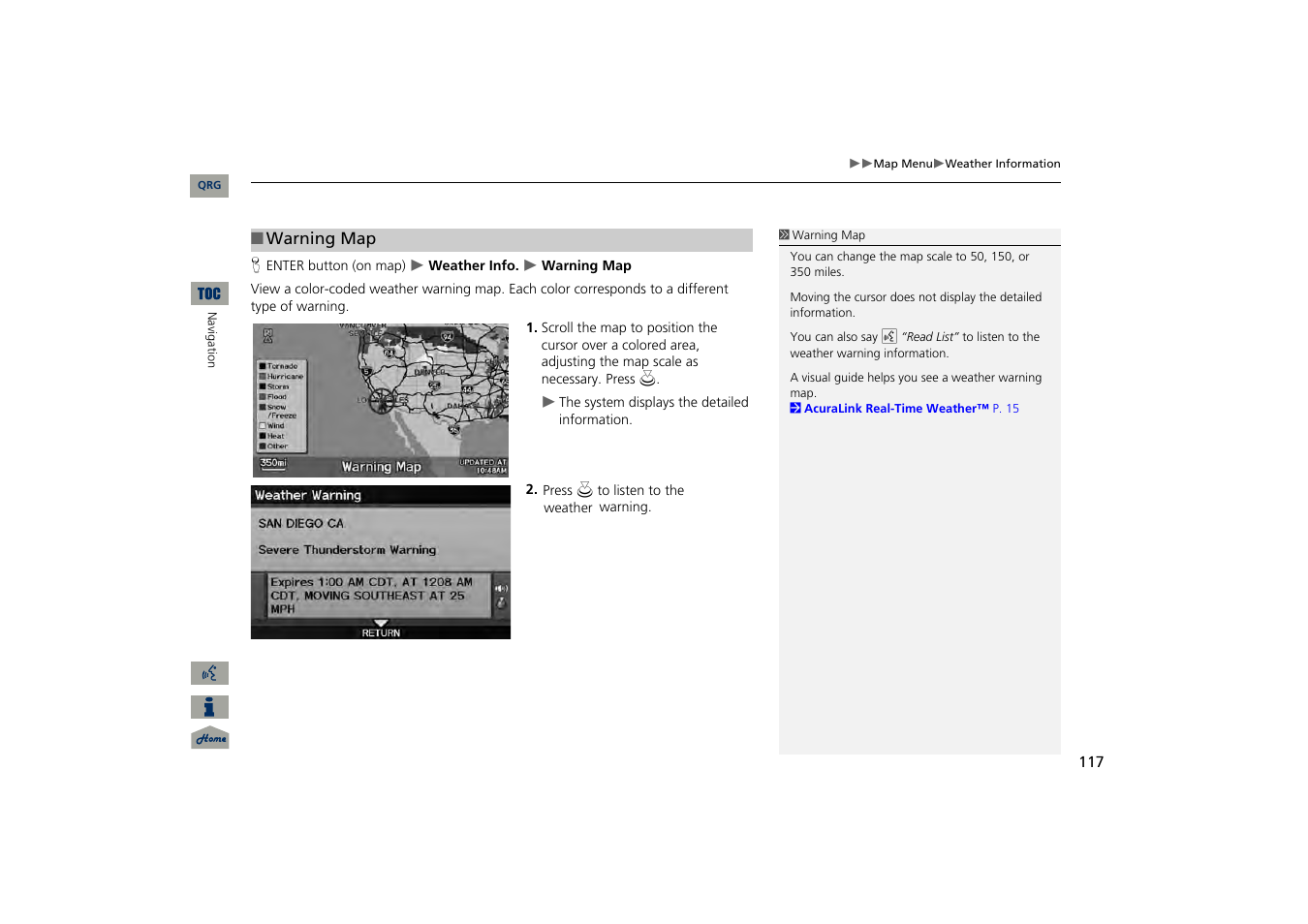 2 warning map, P. 117 | Acura 2013 TSX Navigation User Manual | Page 118 / 252