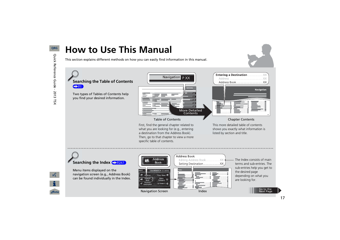 How to use this manual | Acura 2013 TSX Navigation User Manual | Page 18 / 252