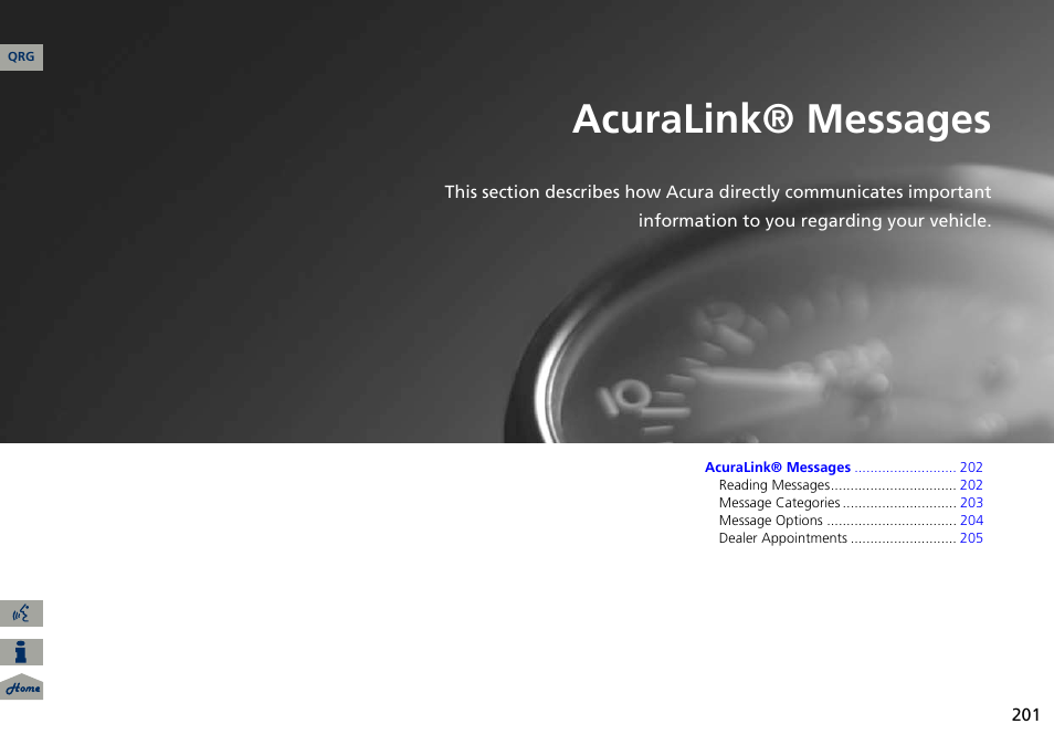 Acuralink® messages, 2 acuralink® messages p. 201, P.201 | Acura 2014 ILX Navigation User Manual | Page 202 / 260